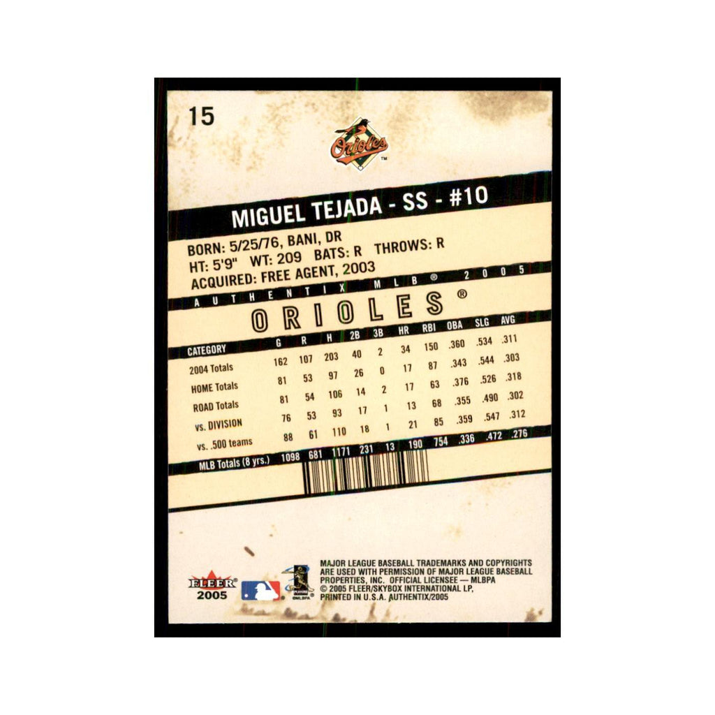 2005 Fleer Authentix Miguel Tejada Orioles #15
