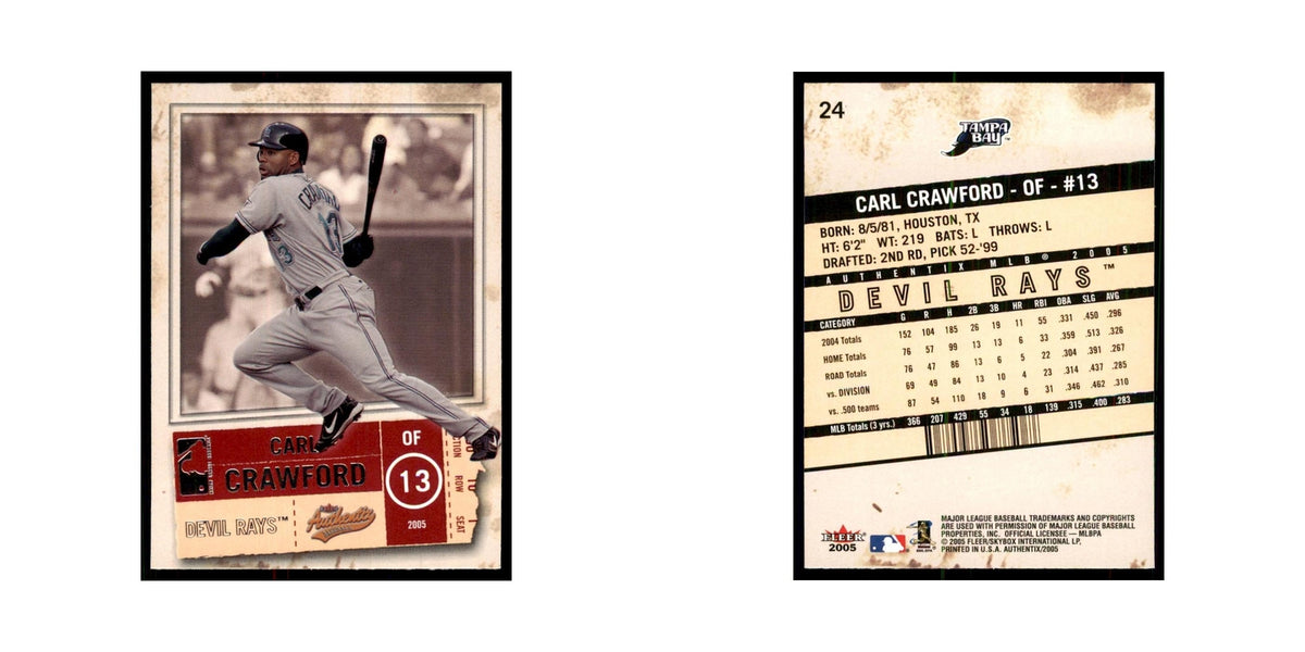 2005 Fleer Authentix Carl Crawford Rays #24