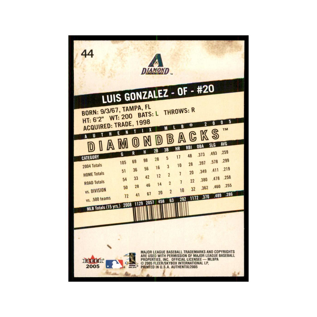 2005 Fleer Authentix Luis Gonzalez Diamondbacks #44