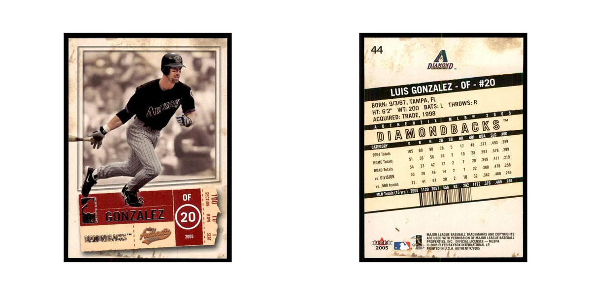 2005 Fleer Authentix Luis Gonzalez Diamondbacks #44