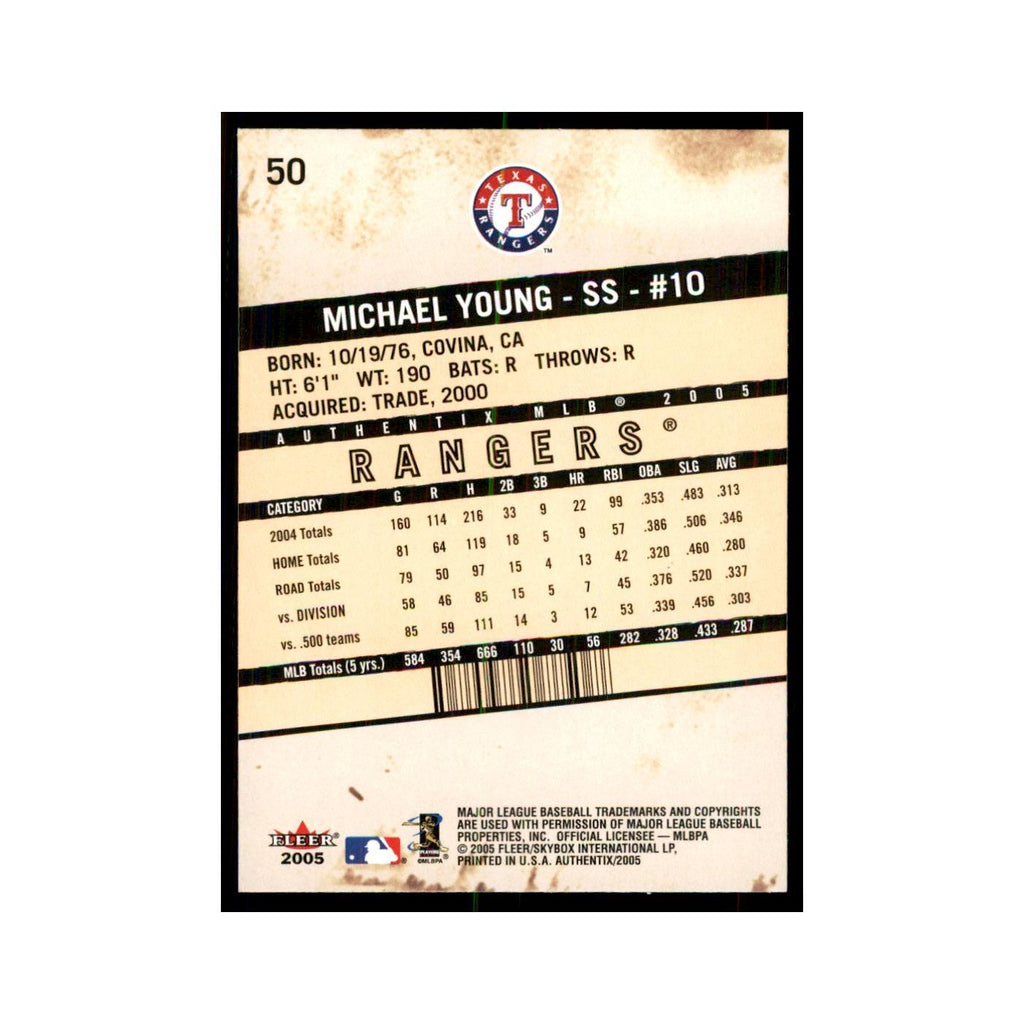 2005 Fleer Authentix Michael Young Rangers #50