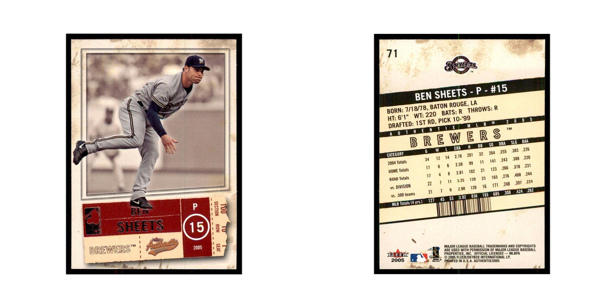 2005 Fleer Authentix Ben Sheets Brewers #71