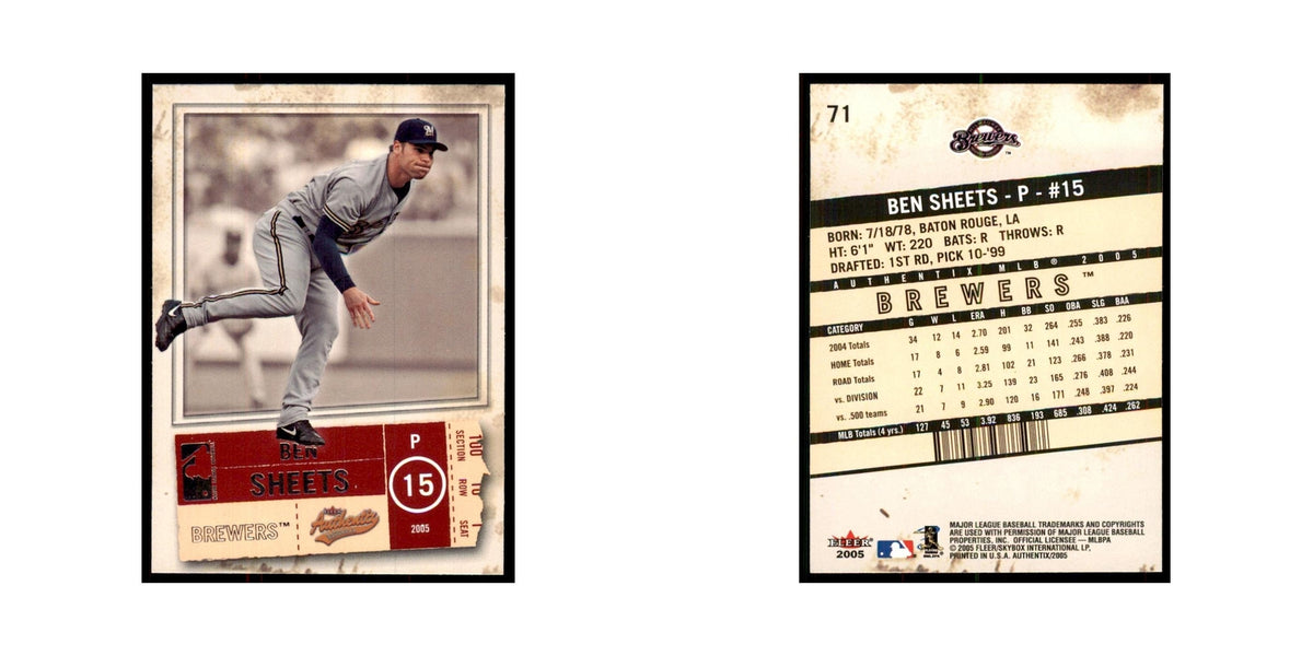 2005 Fleer Authentix Ben Sheets Brewers #71
