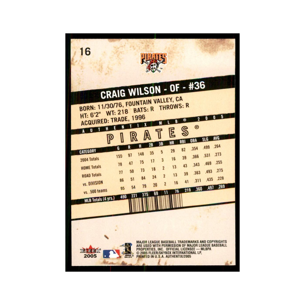 2005 Fleer Authentix Craig Wilson Pirates #16