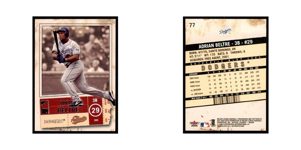 2005 Fleer Authentix Adrian Beltre Dodgers #77