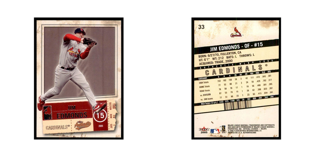 2005 Fleer Authentix Jim Edmonds Cardinals #33