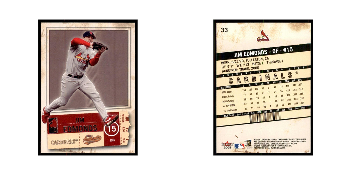 2005 Fleer Authentix Jim Edmonds Cardinals #33