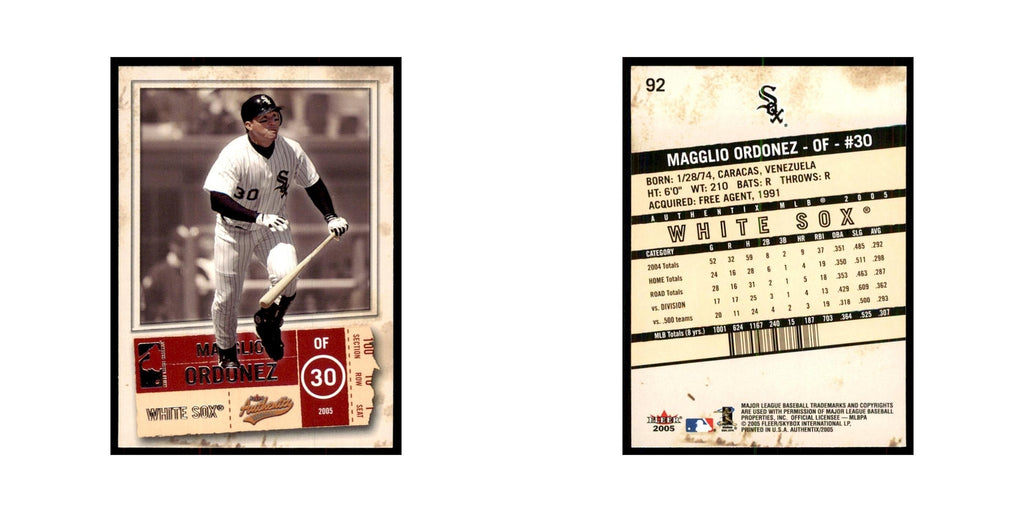 2005 Fleer Authentix Magglio Ordonez White Sox #92