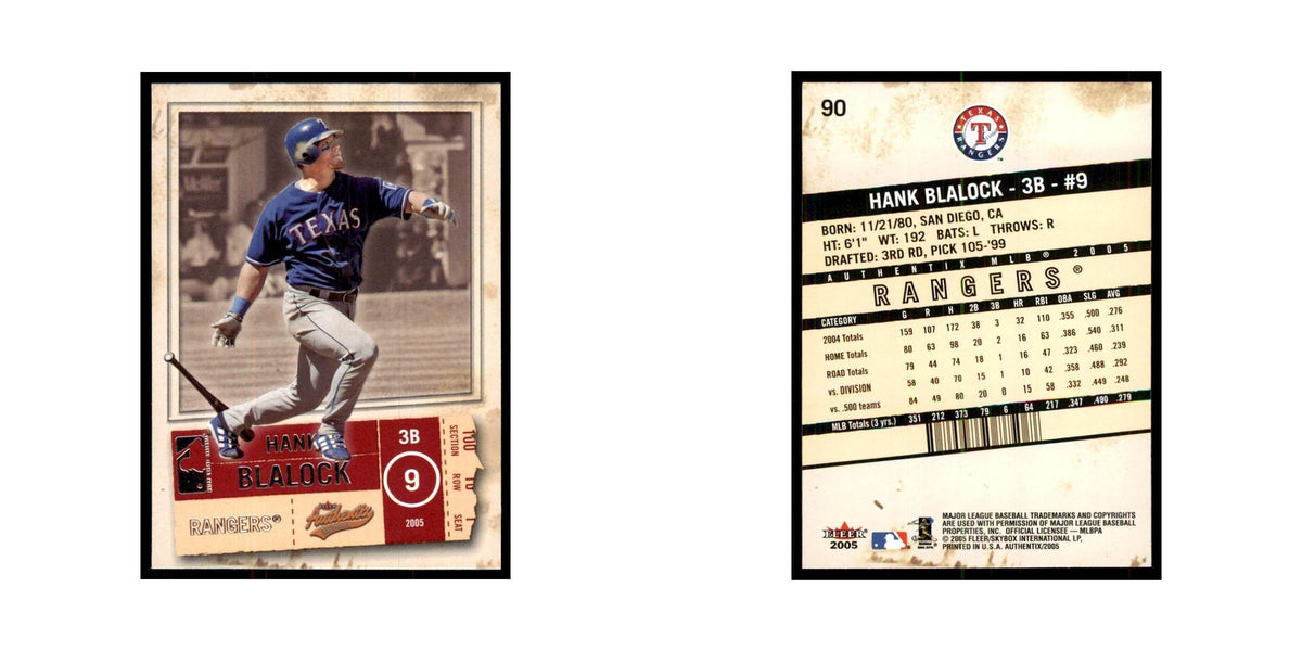 2005 Fleer Authentix Hank Blalock Rangers #90