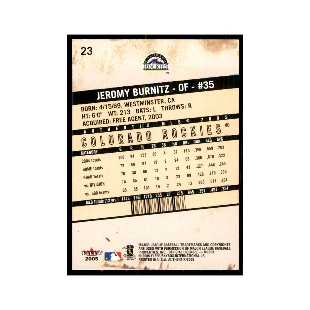 2005 Fleer Authentix Jeromy Burnitz Rockies #23