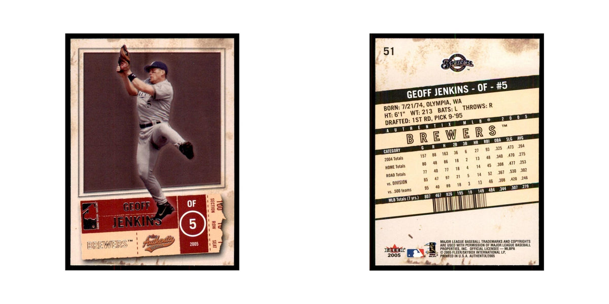 2005 Fleer Authentix Geoff Jenkins Brewers #51