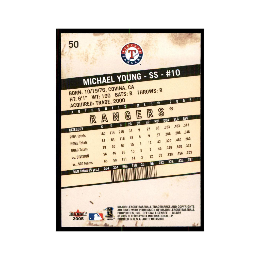 2005 Fleer Authentix Michael Young Rangers #50
