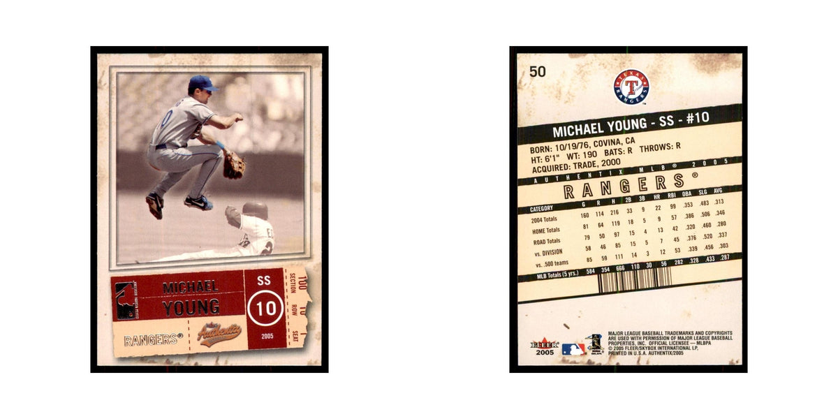 2005 Fleer Authentix Michael Young Rangers #50