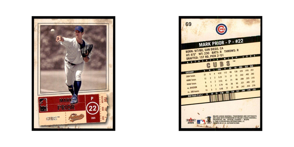 2005 Fleer Authentix Mark Prior Cubs #69