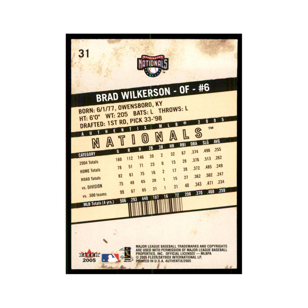 2005 Fleer Authentix Brad Wilkerson Nationals #31