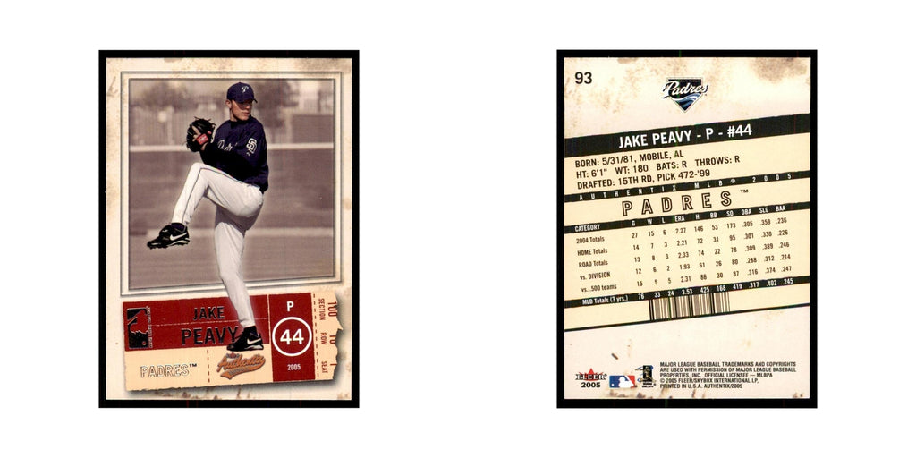 2005 Fleer Authentix Jake Peavy Padres #93
