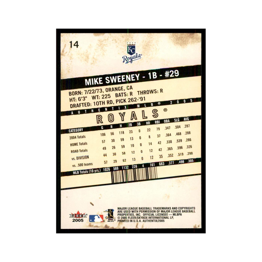 2005 Fleer Authentix Mike Sweeney Royals #14