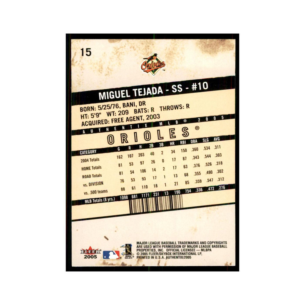 2005 Fleer Authentix Miguel Tejada Orioles #15