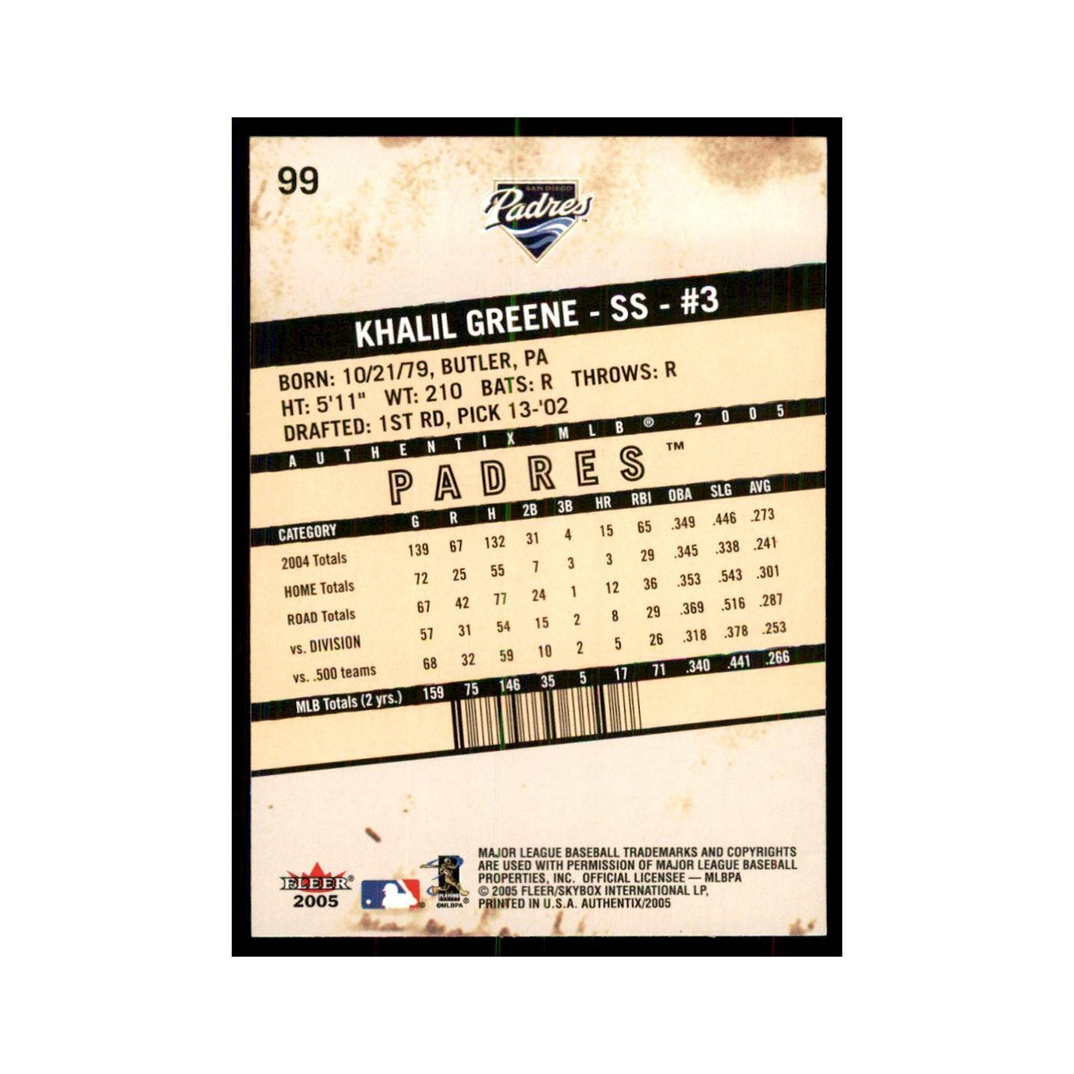 2005 Fleer Authentix Khalil Greene Padres #99
