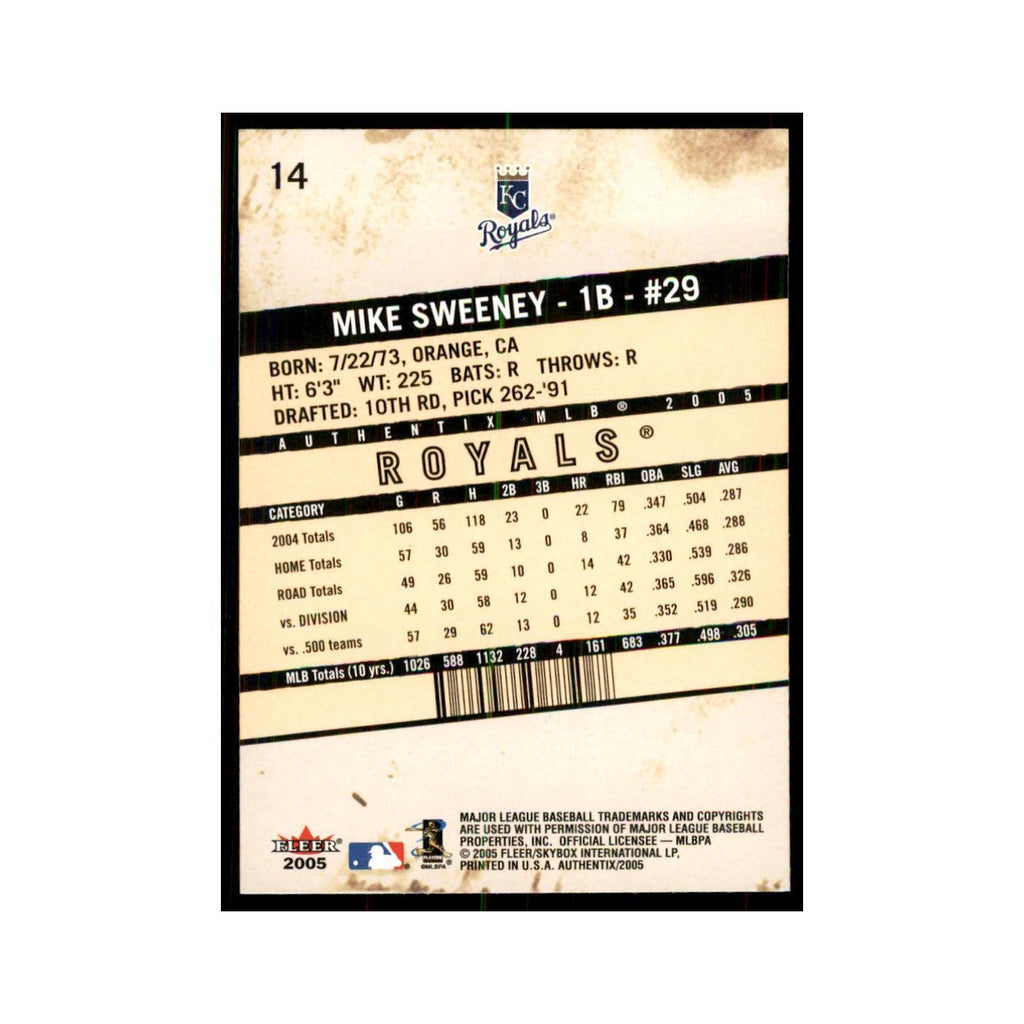 2005 Fleer Authentix Mike Sweeney Royals #14