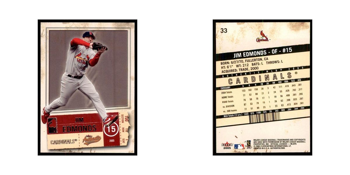 2005 Fleer Authentix Jim Edmonds Cardinals #33