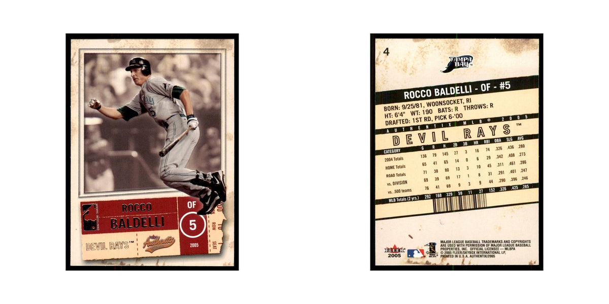2005 Fleer Authentix Rocco Baldelli Rays #4
