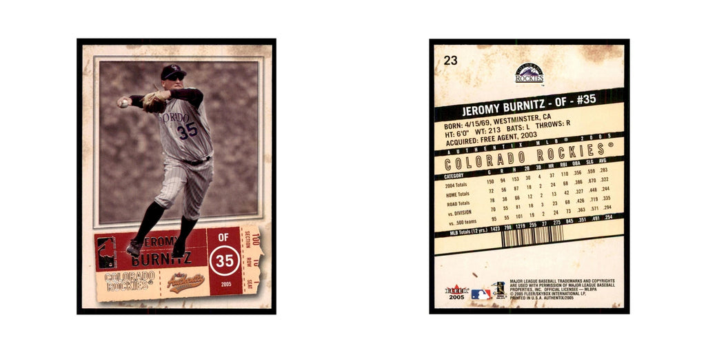 2005 Fleer Authentix Jeromy Burnitz Rockies #23