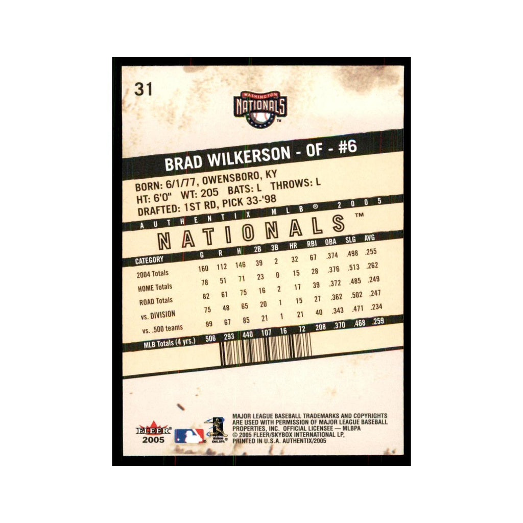 2005 Fleer Authentix Brad Wilkerson Nationals #31