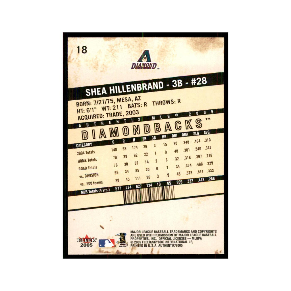 2005 Fleer Authentix Shea Hillenbrand Diamondbacks #18