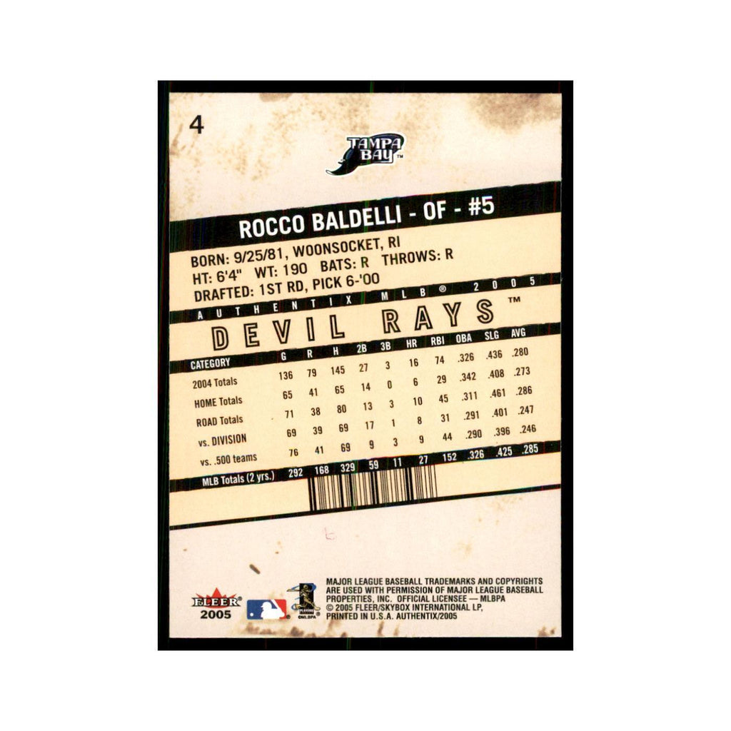2005 Fleer Authentix Rocco Baldelli Rays #4