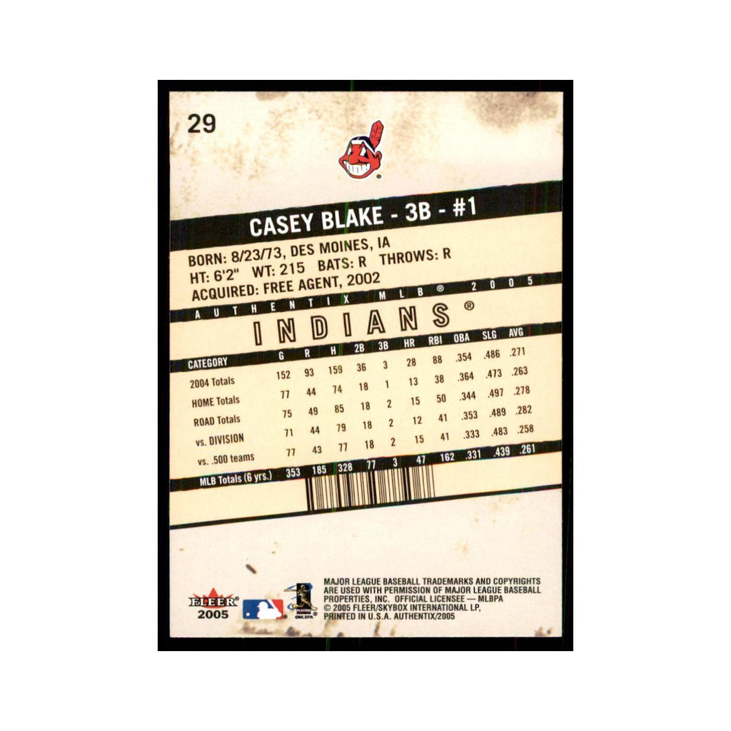 2005 Fleer Authentix Casey Blake Indians #29
