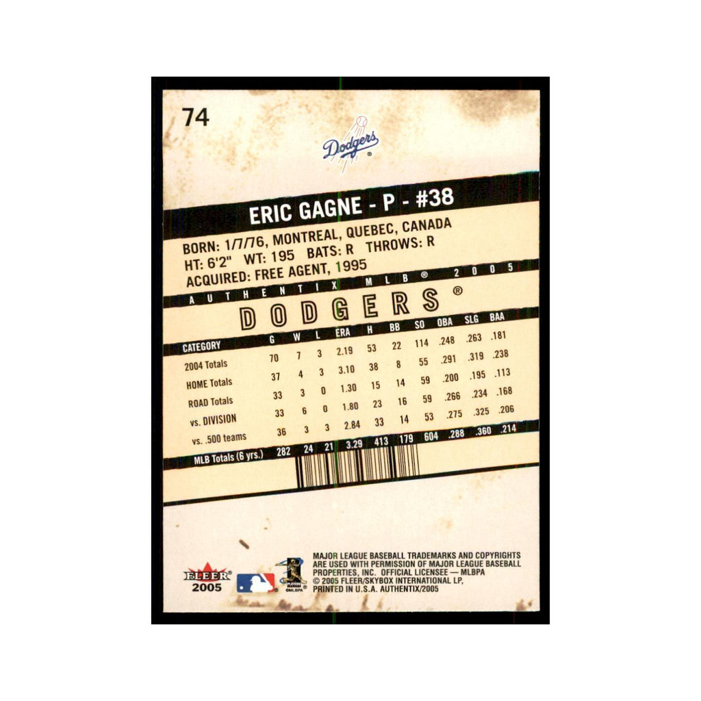 2005 Fleer Authentix Eric Gagne Dodgers #74