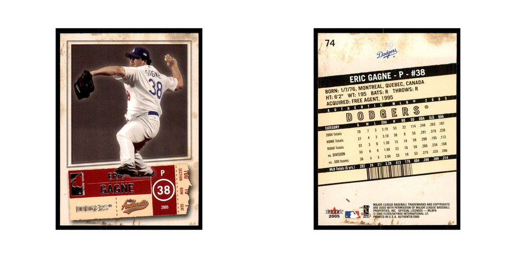 2005 Fleer Authentix Eric Gagne Dodgers #74