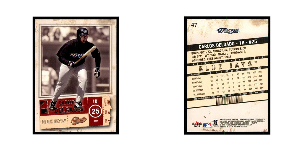 2005 Fleer Authentix Carlos Delgado Blue Jays #47