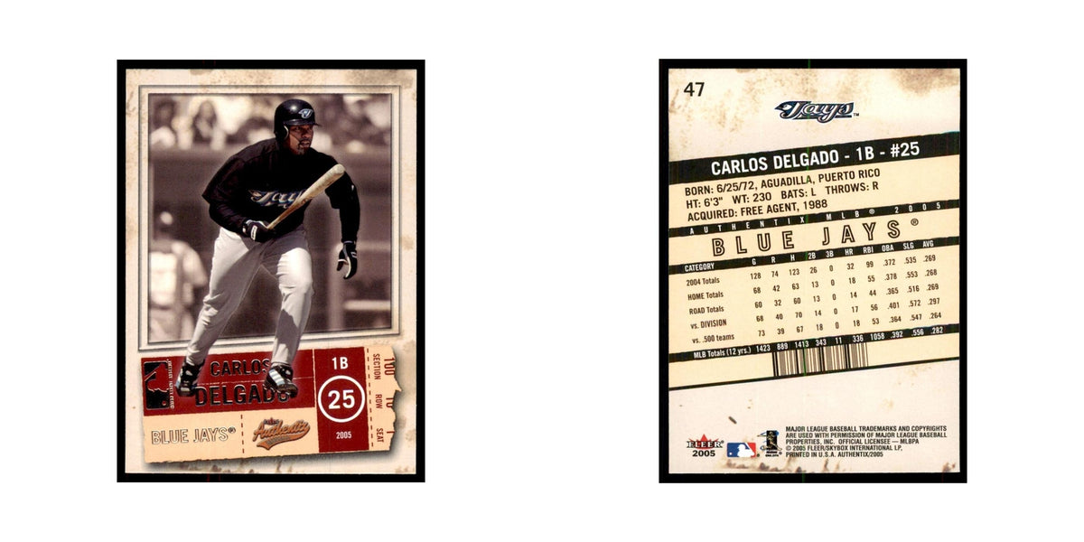 2005 Fleer Authentix Carlos Delgado Blue Jays #47