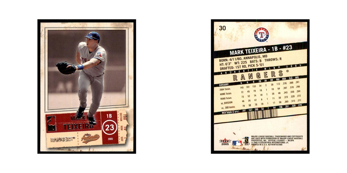 2005 Fleer Authentix Mark Teixeira Rangers #30