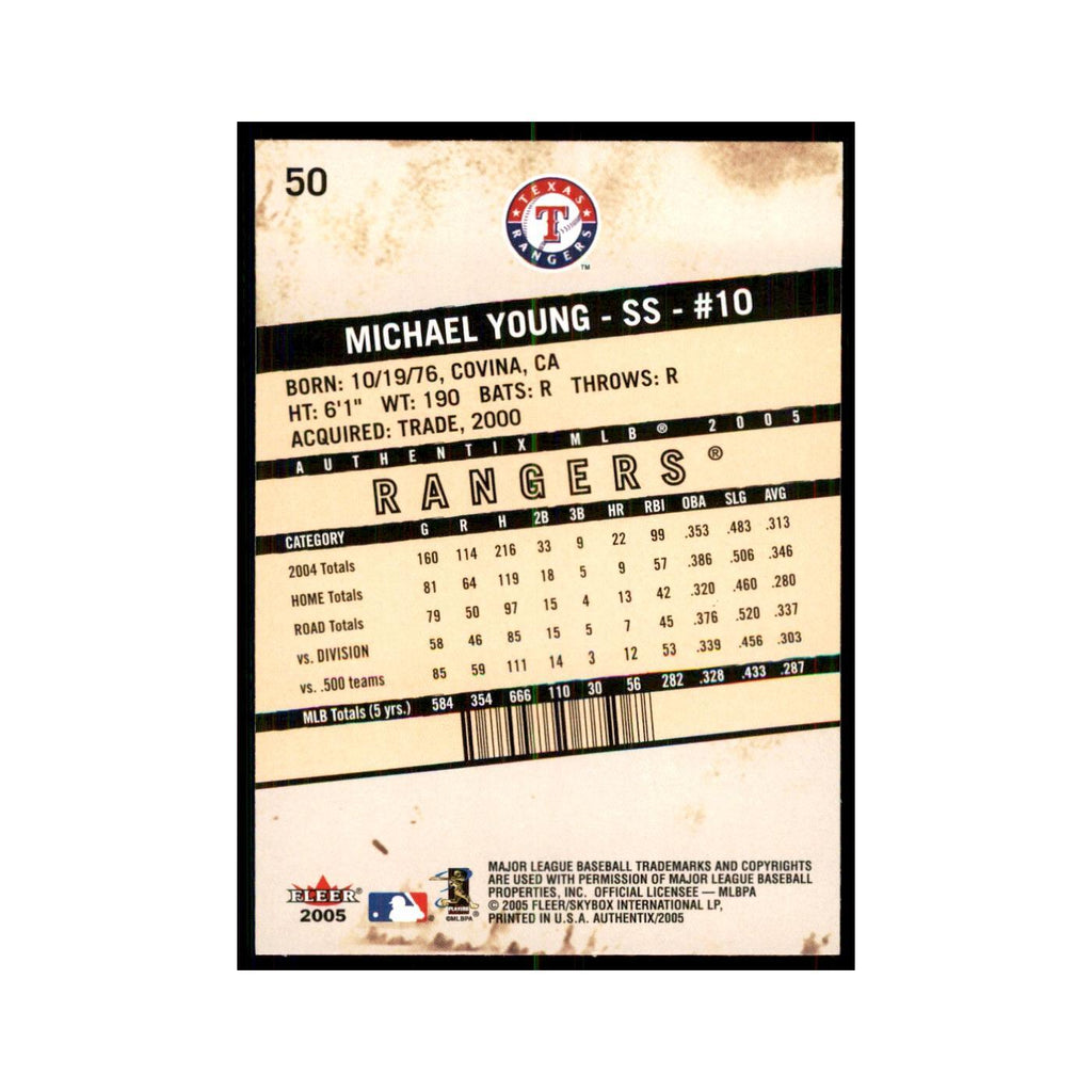 2005 Fleer Authentix Michael Young Rangers #50
