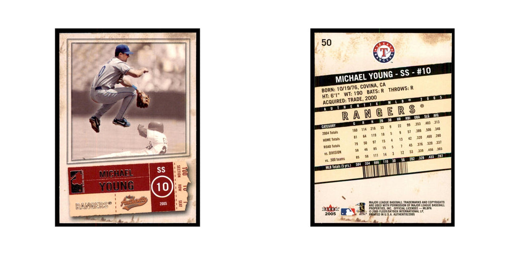 2005 Fleer Authentix Michael Young Rangers #50