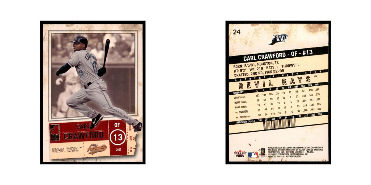 2005 Fleer Authentix Carl Crawford Rays #24