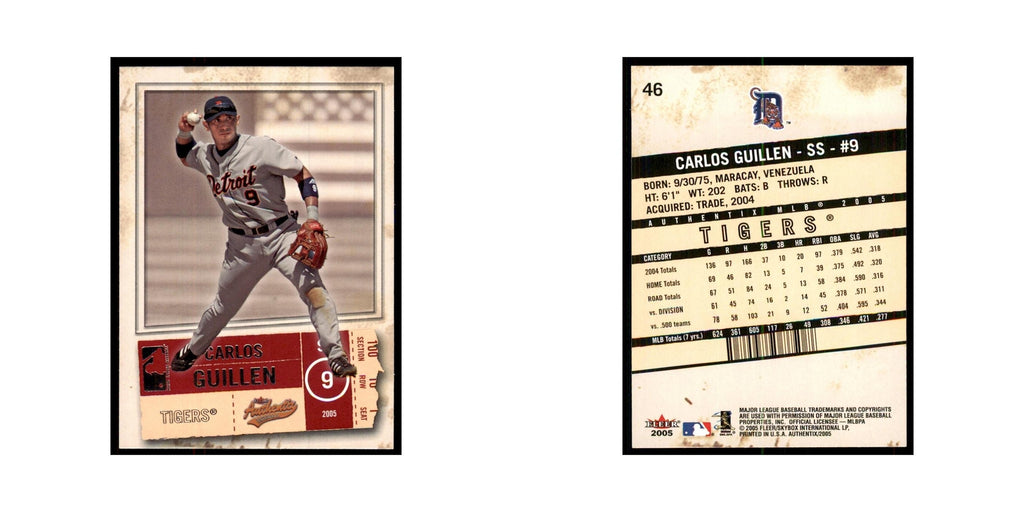 2005 Fleer Authentix Carlos Guillen Tigers #46