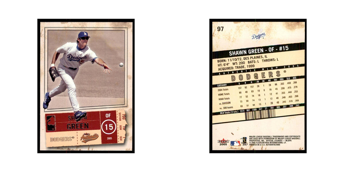 2005 Fleer Authentix Shawn Green Dodgers #97