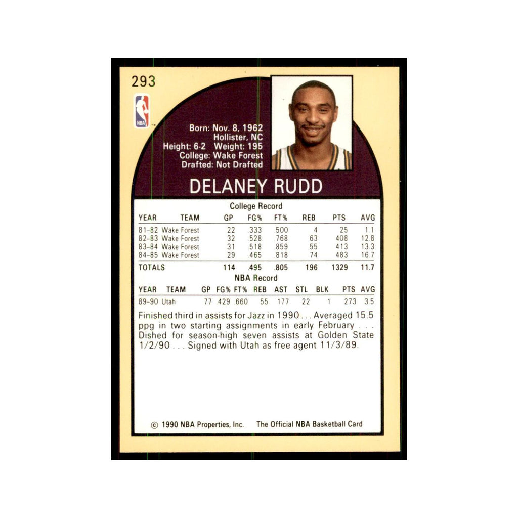 1990 NBA Hoops Delaney Rudd RC Basketball Cards #293