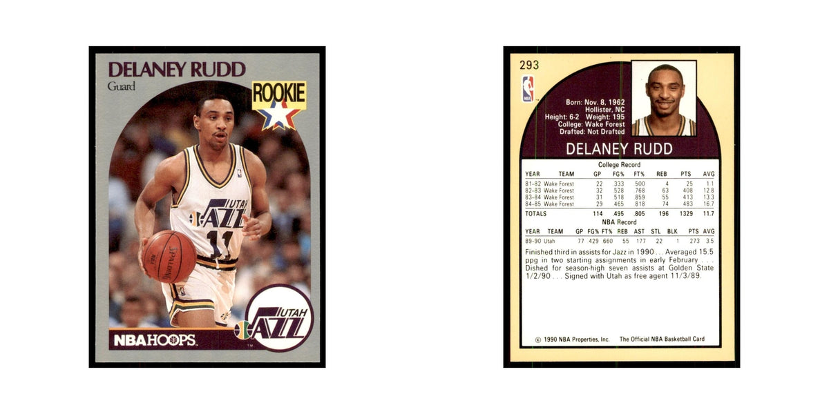 1990 NBA Hoops Delaney Rudd RC Basketball Cards #293