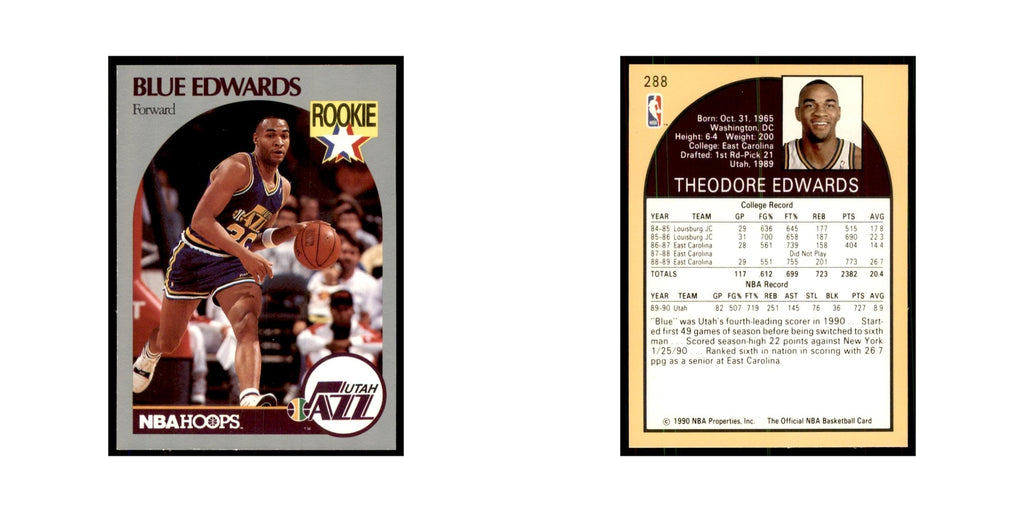 1990 NBA Hoops Blue Edwards RC Basketball Cards #288