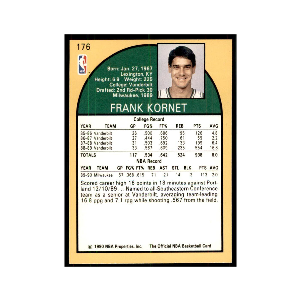 1990 NBA Hoops Frank Kornet RC Basketball Cards #176