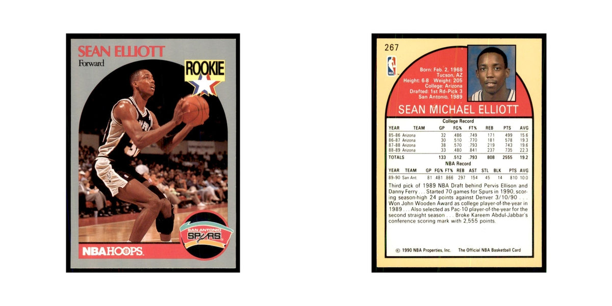 1990 NBA Hoops Sean Elliott RC Basketball Cards #267