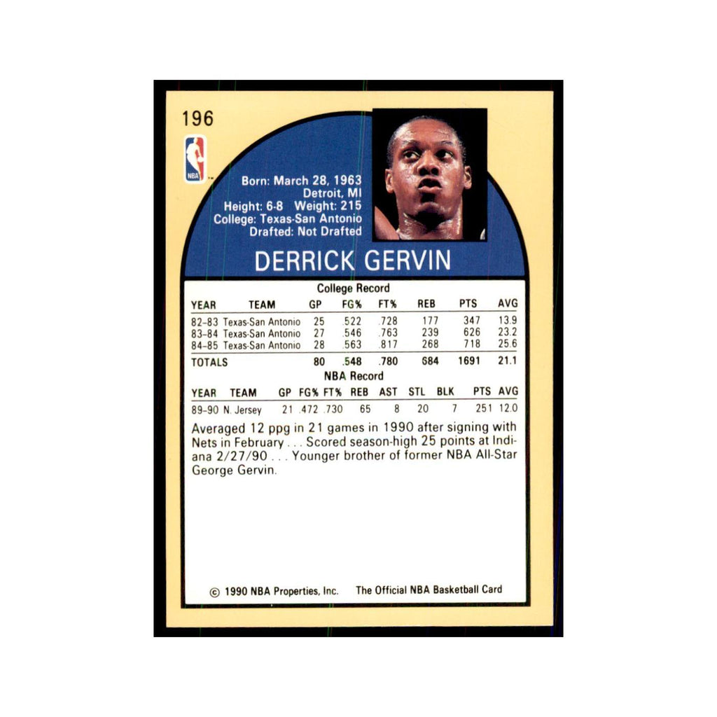 1990 NBA Hoops Derrick Gervin RC Basketball Cards #196
