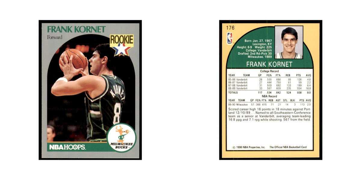 1990 NBA Hoops Frank Kornet RC Basketball Cards #176