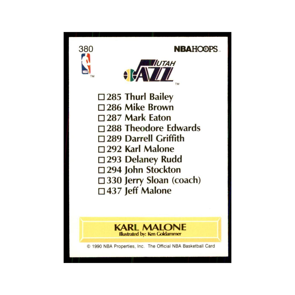 1990 NBA Hoops Karl Malone Basketball Cards #380