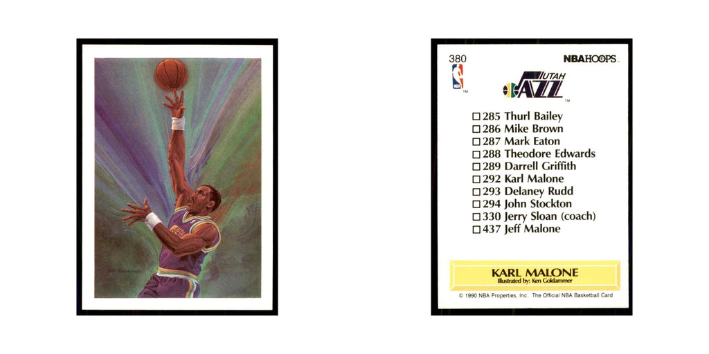 1990 NBA Hoops Karl Malone Basketball Cards #380